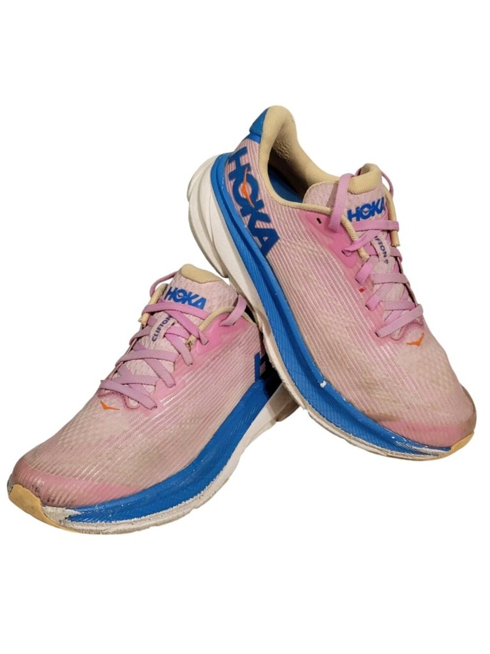 Hoka One One Clifton 9 Youth Running Shoes Pink/Blue Size 5Y EU38 Breathable Mes